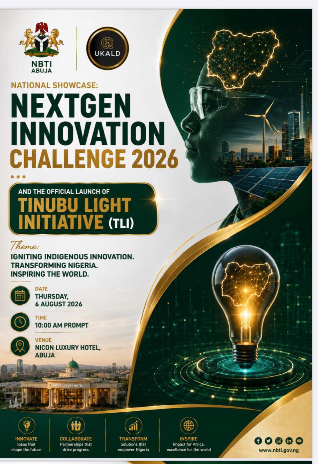 Official flyer for the NextGen Innovation Challenge 2026 National Showcase in Abuja